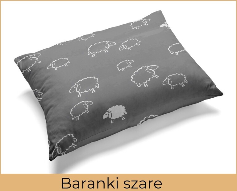 Poszewka 70x80cm na PODUSZKĘ z KORY Baranki Szare (2)