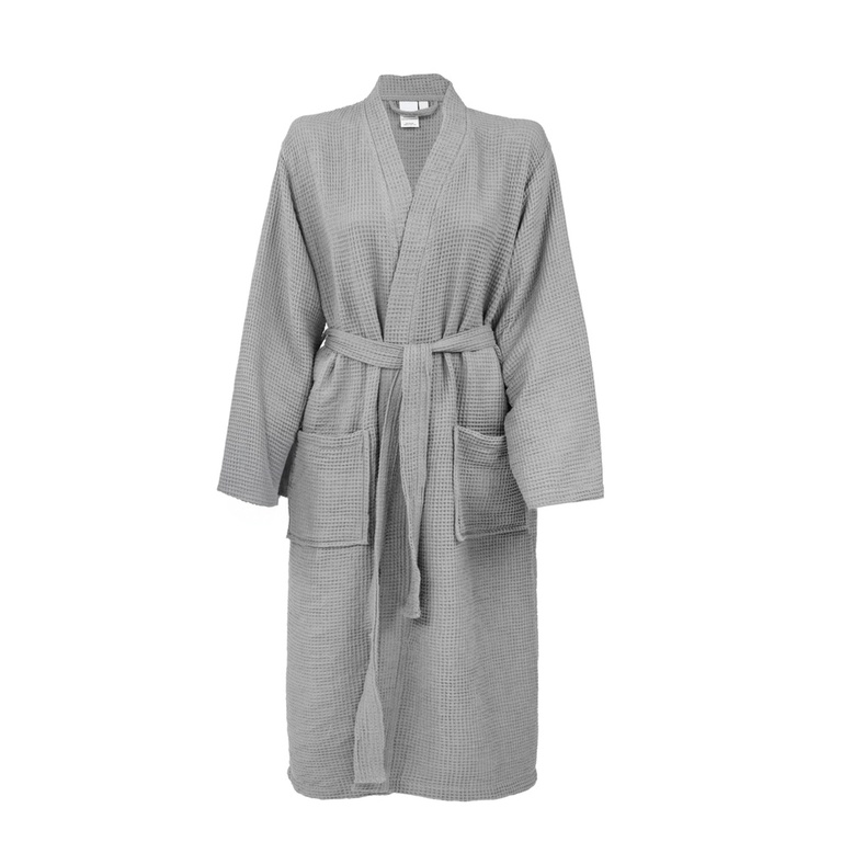 Szlafrok Waflowy Kimono Szary Unisex Długi Miękki Certyfikat - Rozmiar XL