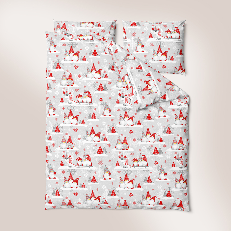  Pościel z Kory 220x200  + 2 poszewki Świąteczna PREMIUM 100% bawełna polska : Skrzaty Czerwone (6)