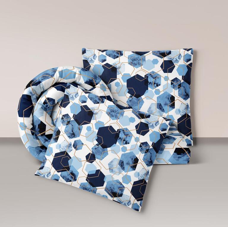 Pościel z Kory 160x200 + 2x70x80 Bawełna 100% Bielawa Produkt Polski - 1611N  niebieski (1)