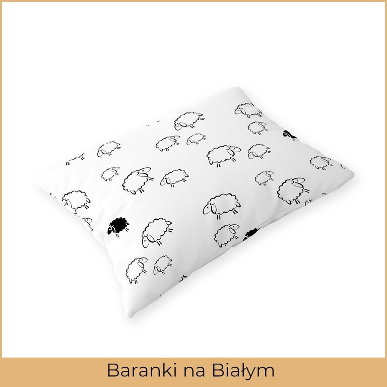 Poszewka 70x80cm na PODUSZKĘ z KORY, wzór: Baranki Białe (2)