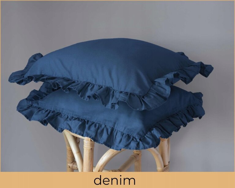 Poszewka na poduszkę 40x40 z FALBANĄ 2pak DWIE poszewki 40x40 kolor DENIM (5)