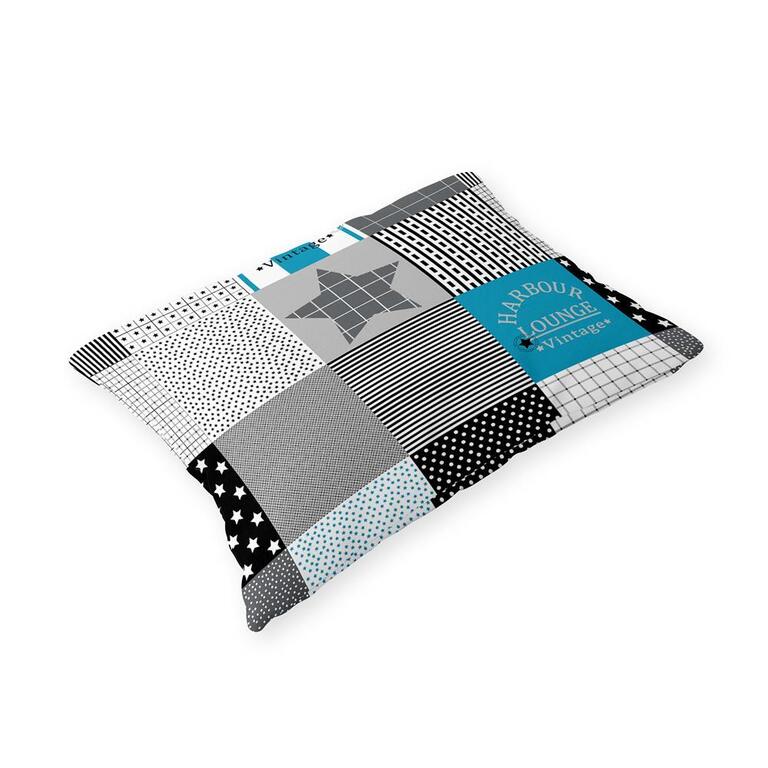 Poszewka 70x80cm na PODUSZKĘ z KORY, wzór: paczwork gwiazdki turkus (1)