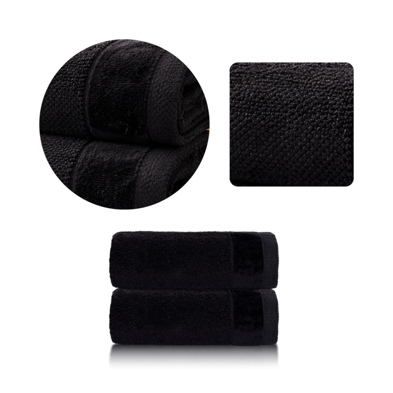 Zestaw 2x RĘCZNIK KĄPIELOWY 70x140 SPA HOTELOWY Duży Bawełniany 550g/m2 - VITO Czarny (1)