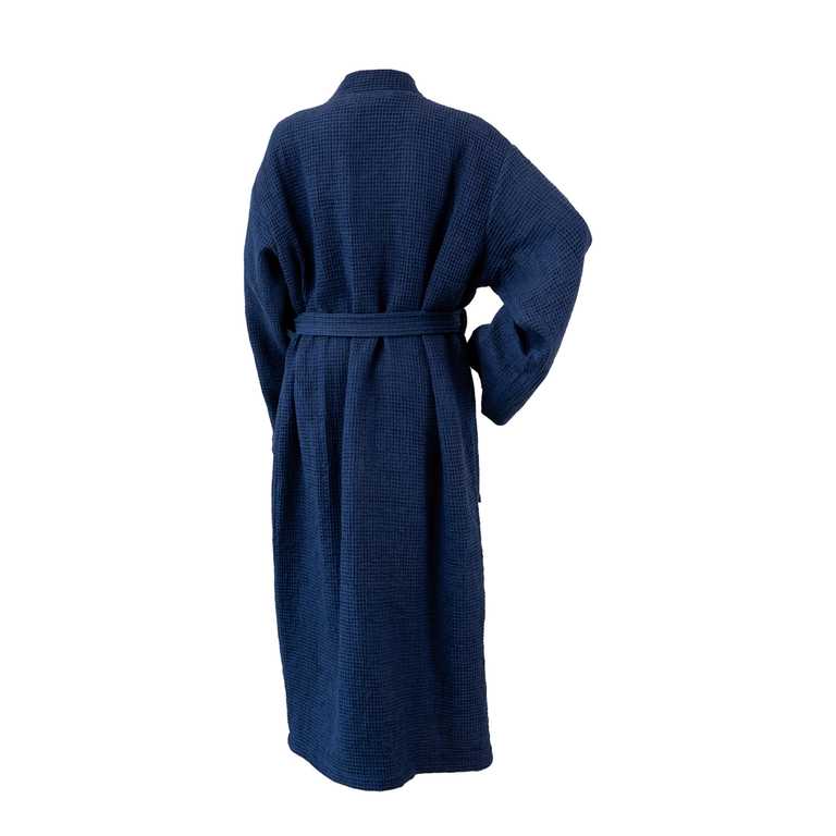 Szlafrok Waflowy Kimono Granatowy Unisex Długi Miękki Certyfikat Rozmiar XL (2)