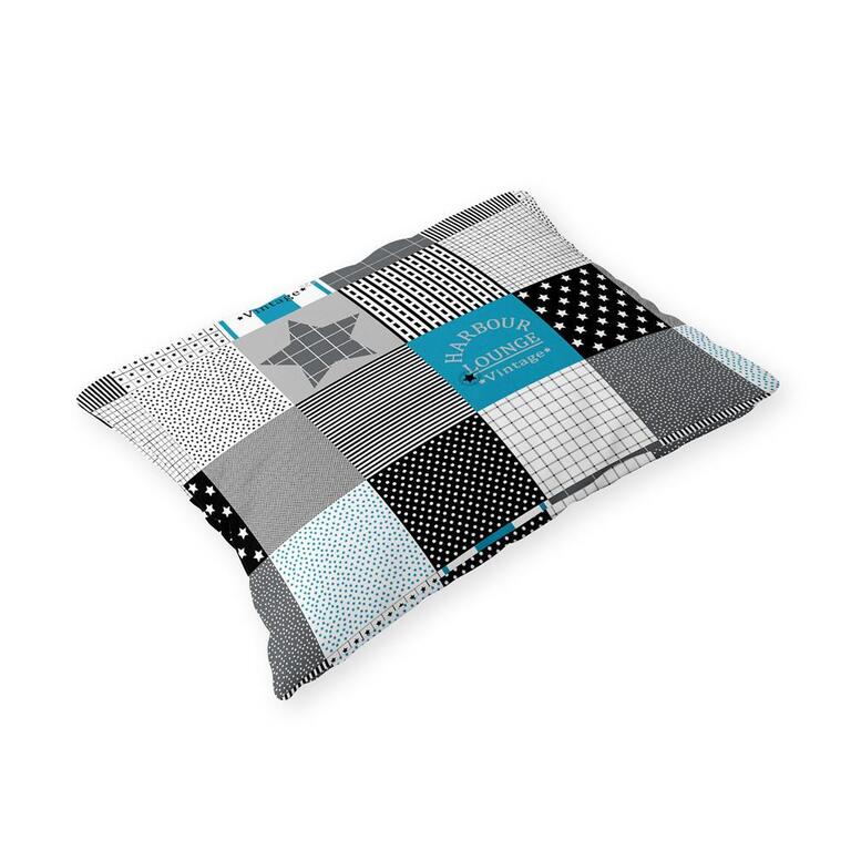 Poszewka 70x80cm na PODUSZKĘ z KORY, wzór: paczwork gwiazdki turkus (2)