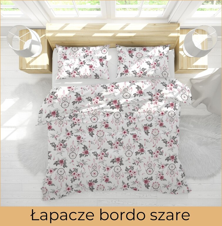 POŚCIEL HOTELOWA 160x200 BAWEŁNA 100% Łapacz bordo (3)