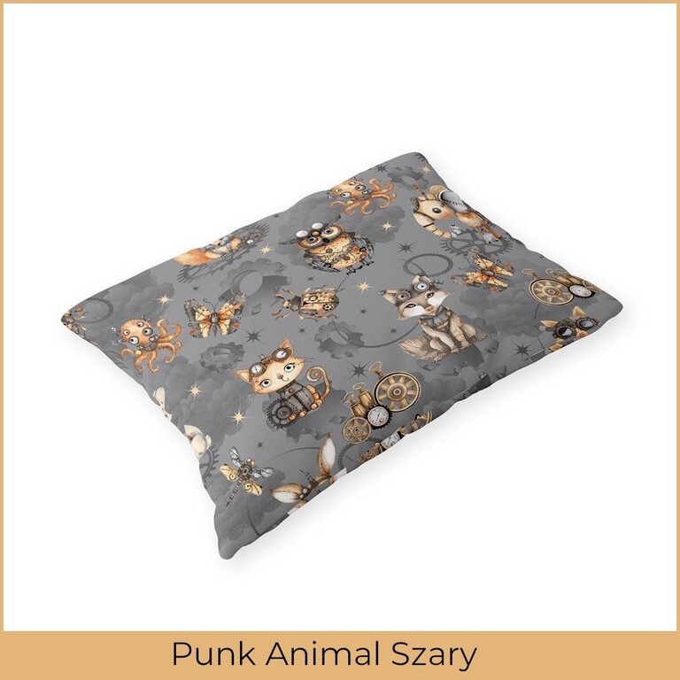 Poszewka 70x80cm na poduszkę 100% bawełna wzór: Punk Animal Szary (2)
