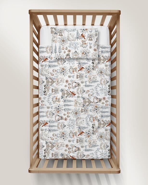 POŚCIEL DZIECIĘCA 90x120 + 40x60 100% BAWEŁNA certyfikat 2-el. do Łóżeczka Zima Boho Srebrna (7)