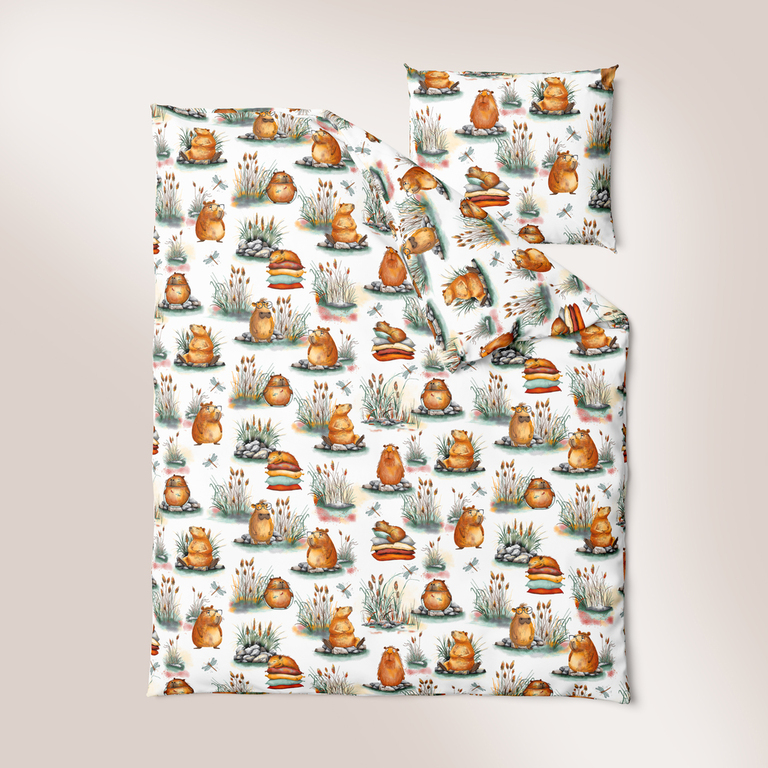 Pościel w kapibary 140x200 pościel kapibara biała CERTFIKAT - 100% bawełna (2)