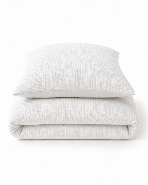 Pościel muślinowa 100x135 dziecięca - dwuwarstwowy muślin 140g/m2 + bawełna 120g/m2 White (4)