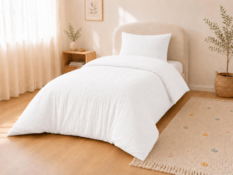 Pościel muślinowa 100x135 dziecięca - dwuwarstwowy muślin 140g/m2 + bawełna 120g/m2 White (2)