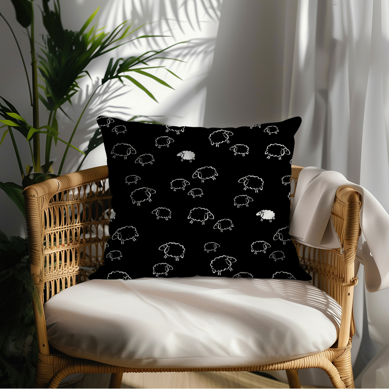 Poszewka 70x80cm na poduszkę 100% bawełna wzór: Baranki Czarne (2)