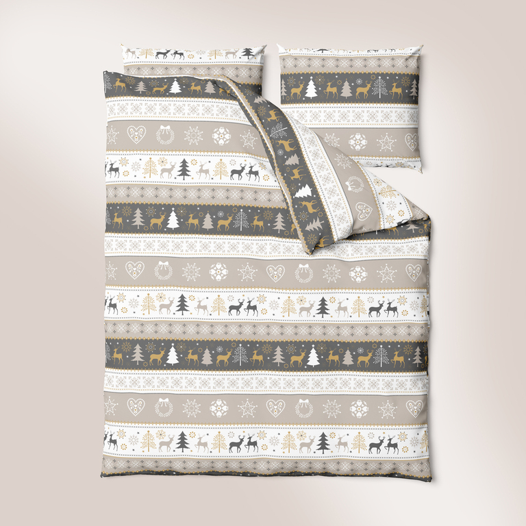 Pościel z Kory 160x200 + 2x70x80 Bawełna 100% Bielawa Produkt Polski - Zima Beżowa (6)