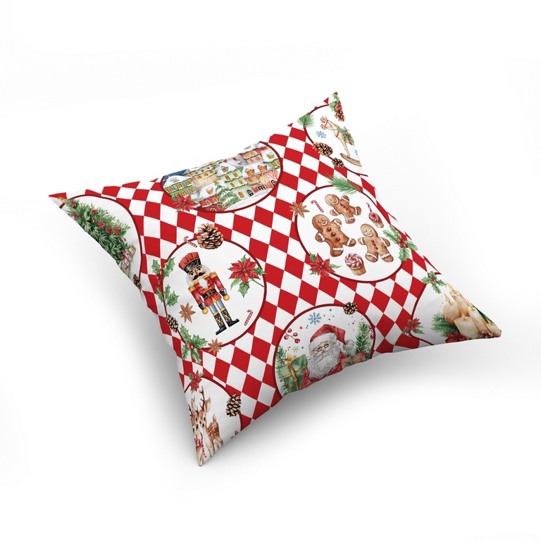 Poszewka na poduszkę Świąteczna ZIMOWA jasiek 40x40cm 100% BAWEŁNA, Bombki (1)
