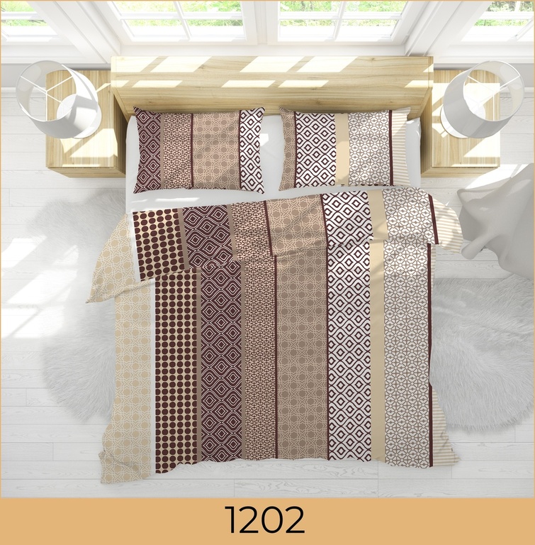 Komplet Pościeli 160x200 + 2x70x80, 100% Bawełna, 140g/m2, wzór:  1202 (3)
