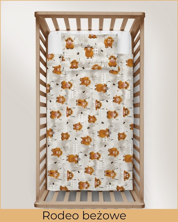 POŚCIEL DZIECIĘCA 100x140 + 50x60 100% BAWEŁNA certyfikat 2-el. do Łóżeczka Rodeo Beżowe (3)