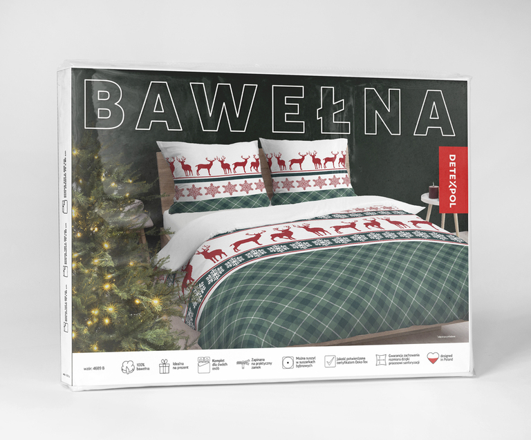 Komplet Pościeli Zimowej 160x200 + 2x70x80, 100% Bawełna, 140g/m2, wzór: 4689 B (2)