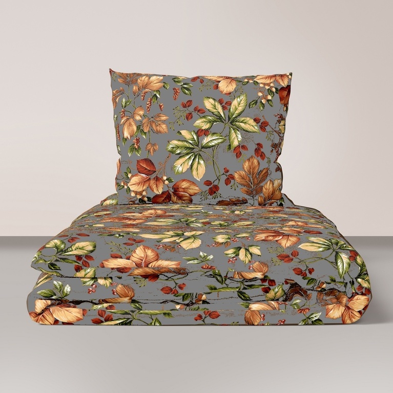 Pościel z Kory 160x200 + 2x70x80 Bawełna 100% Bielawa Produkt Polski - Powiew Jesieni Na Ciemnobeżowym