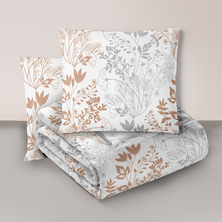 Komplet Pościeli 160x200 + 2x 70x80,  100% Bawełna, 140g/m2, wzór: Śpiąca Łąka (1)