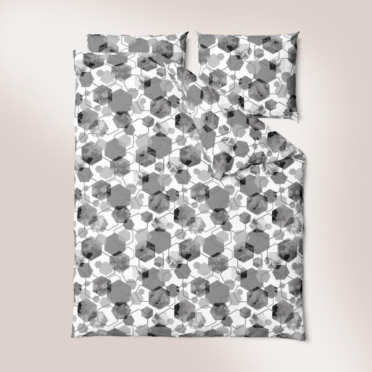 Komplet Pościeli 160x200 + 2x70x80, 100% Bawełna, 140g/m2, wzór: 1652 szary (9)