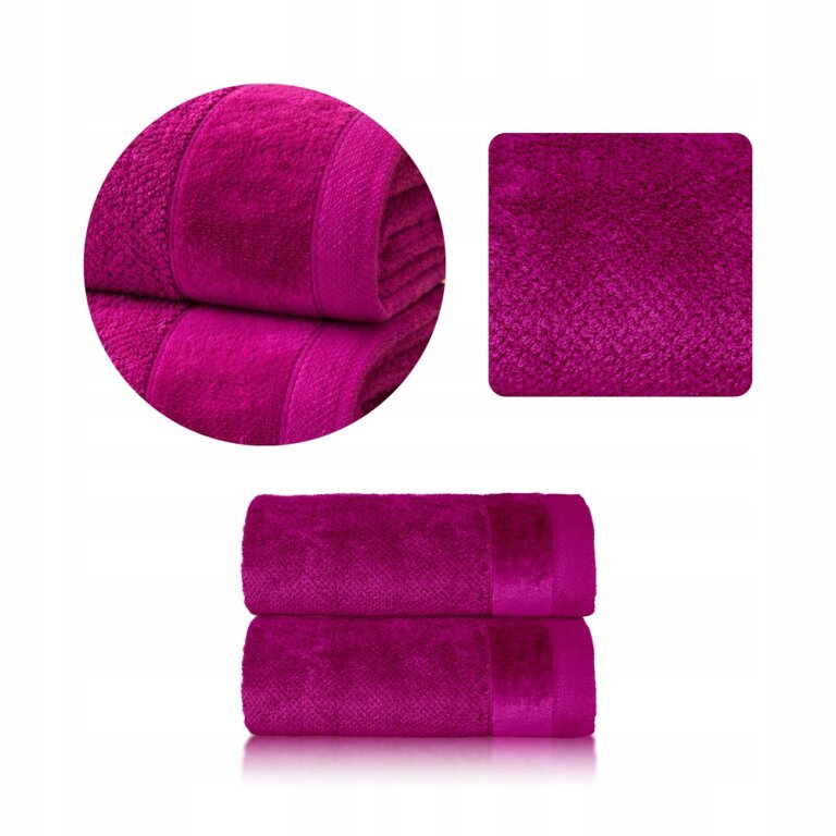 Zestaw 2x RĘCZNIK KĄPIELOWY 70x140 SPA HOTELOWY Duży Bawełniany 550g/m2 - VITO amarant (7)
