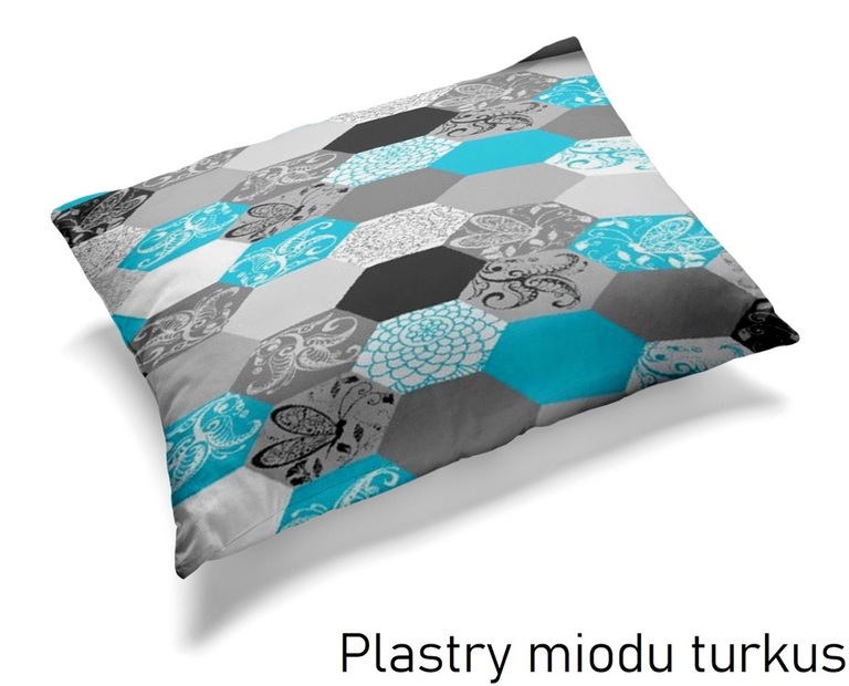 Poszewka 70x80cm na PODUSZKĘ z KORY Plastry miodu turkus (1)