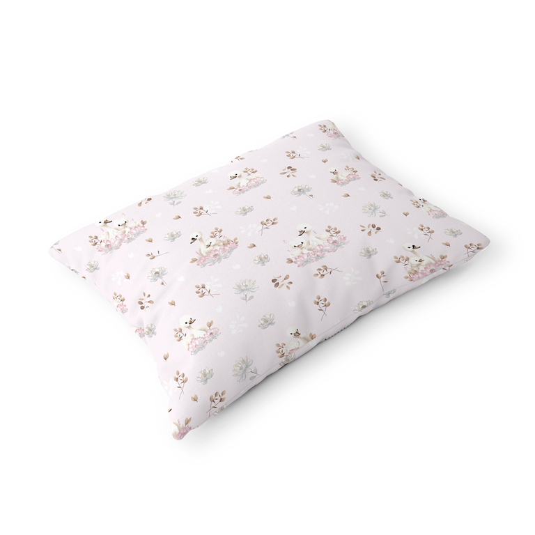 Poszewka 70x80cm na poduszkę 100% bawełna - Łabądki Róż (1)