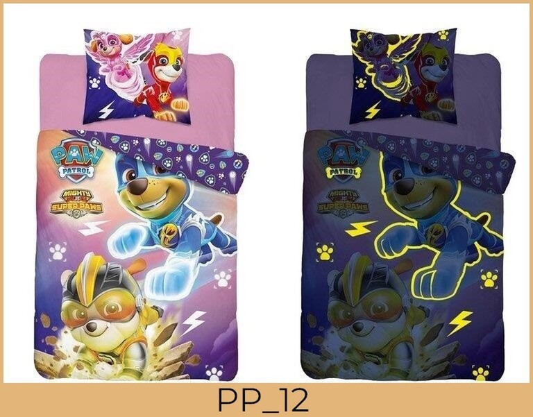 POŚCIEL 160x200cm ŚWIECĄCA W CIEMNOŚCI, wzór: pp_12 paw patrol 12 psi patrol (3)
