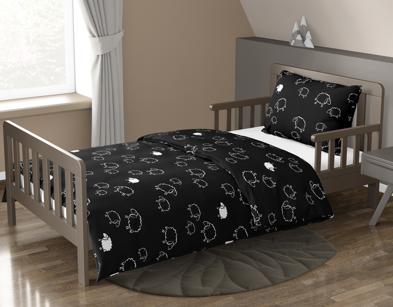 Pościel DZIECIĘCA 140x200 dla dziecka  100% bawełna CERTYFIKAT Baranki Czarne (7)