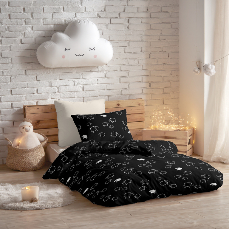 Pościel DZIECIĘCA 140x200 dla dziecka  100% bawełna CERTYFIKAT Baranki Czarne (3)