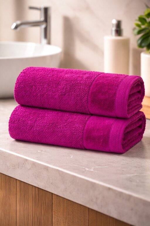 Zestaw 2x RĘCZNIK KĄPIELOWY 70x140 SPA HOTELOWY Duży Bawełniany 550g/m2 - VITO amarant (11)